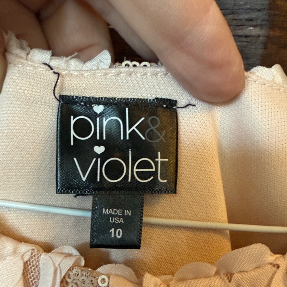 Girls 10 Pink & Violet rose gold champagne pink tutu dress EUC fancy - Picture 2 of 6